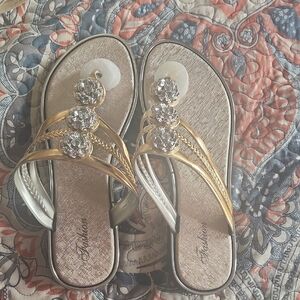 Fashion Brand Company Gold and Silver Women's Sandals